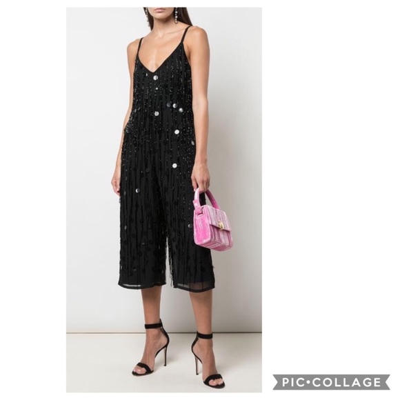 Aidan Mattox fringes embroidery sleeveless jumpsuit